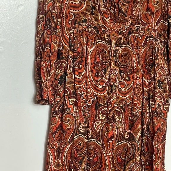 Apricot Paisley Midi Dress with Ruffles Size L - Picture 6 of 13